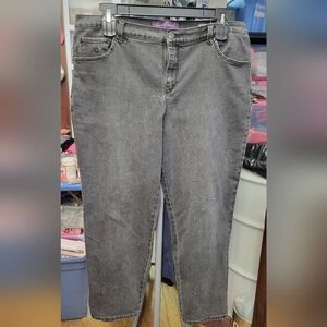 Gloria Vanderbilt Amanda 18W 40" Waist Charcoal Jeans 28" Inseam 16" Hem